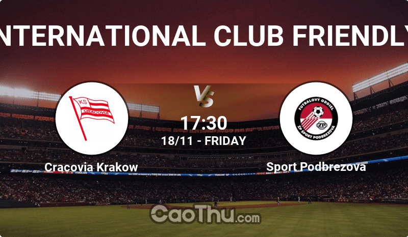 Nhận định kèo bóng đá, dự đoán kết quả trận đấu Cracovia Krakow vs Sport Podbrezova, 17h30 ngày 18/11